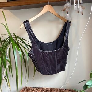 Zara pewter velour velvet corset crop top